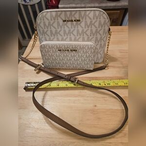 Michael Kors Cream and Brown Women's Bag Set wallet included